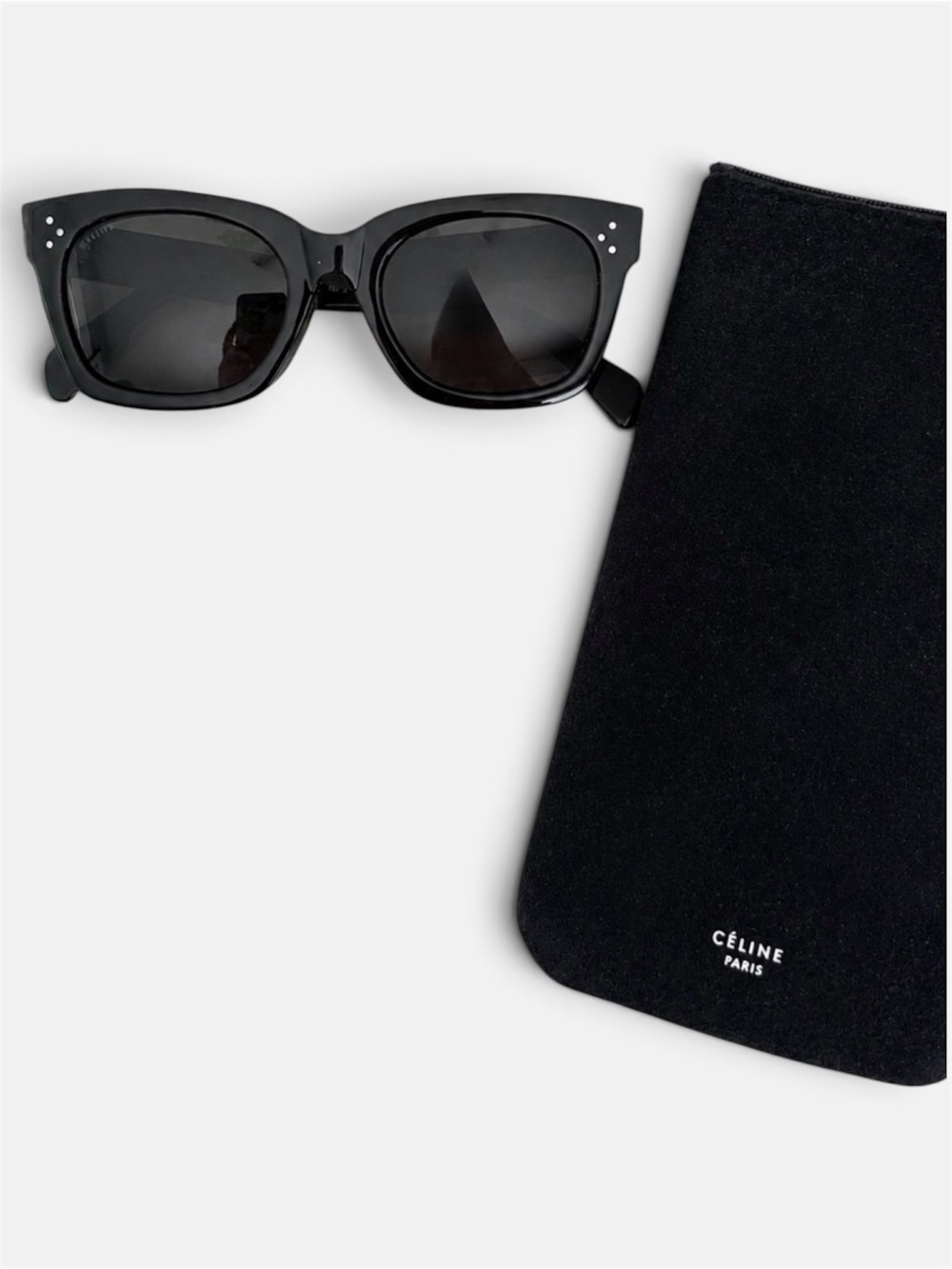 Rare Authentic Celine CL41035/F/S 807BN Black Sunglasses + Original Celine Pouch